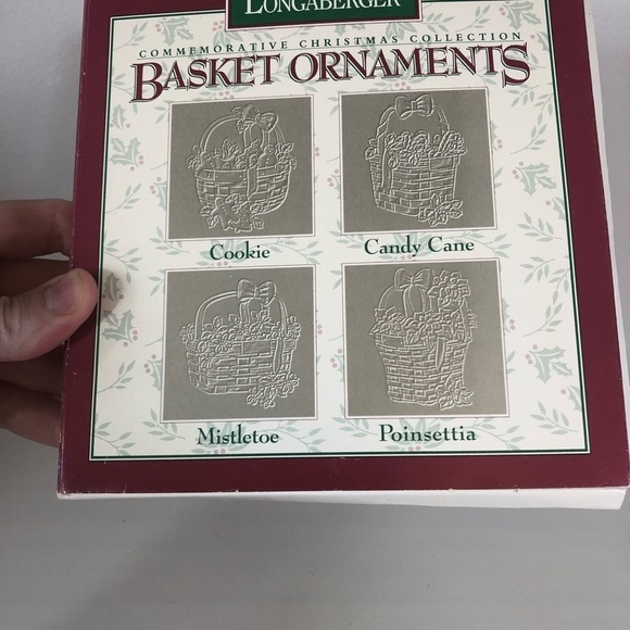 NWT Longaberger Pewter Christmas Collection Basket Ornaments Set of 4 1995 - Picture 2 of 5